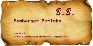 Bamberger Boriska névjegykártya
